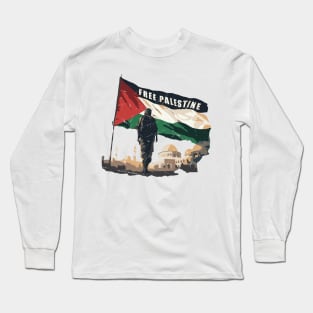 Free Palestine Free Gaza // Retro Palestine flag Long Sleeve T-Shirt